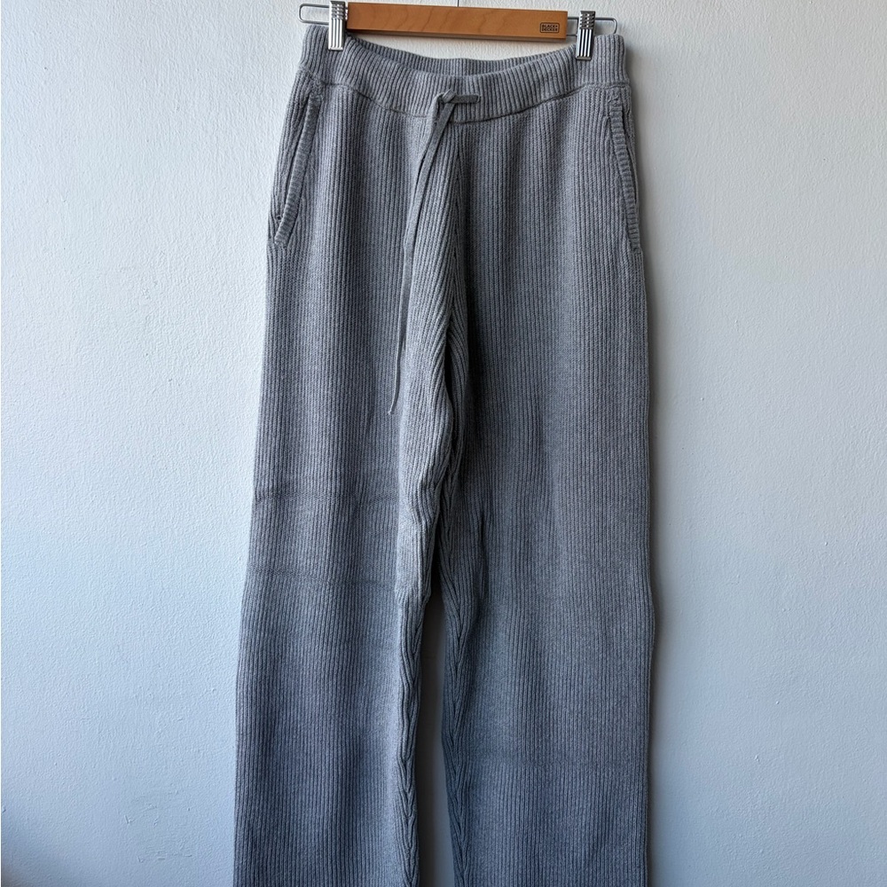 Gray Ribbed Knit Pants